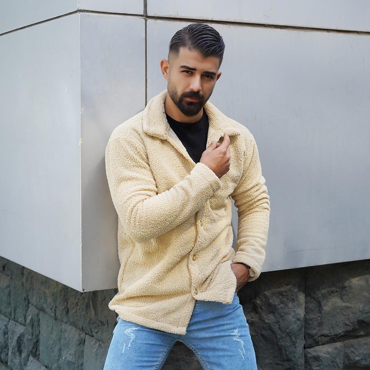 ژاکت مردانه کرم مدل TEDI