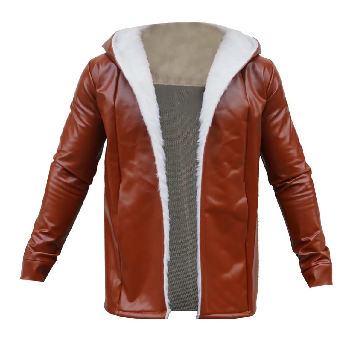 شنل چرم قهوه‌ای مدل Rozbeh