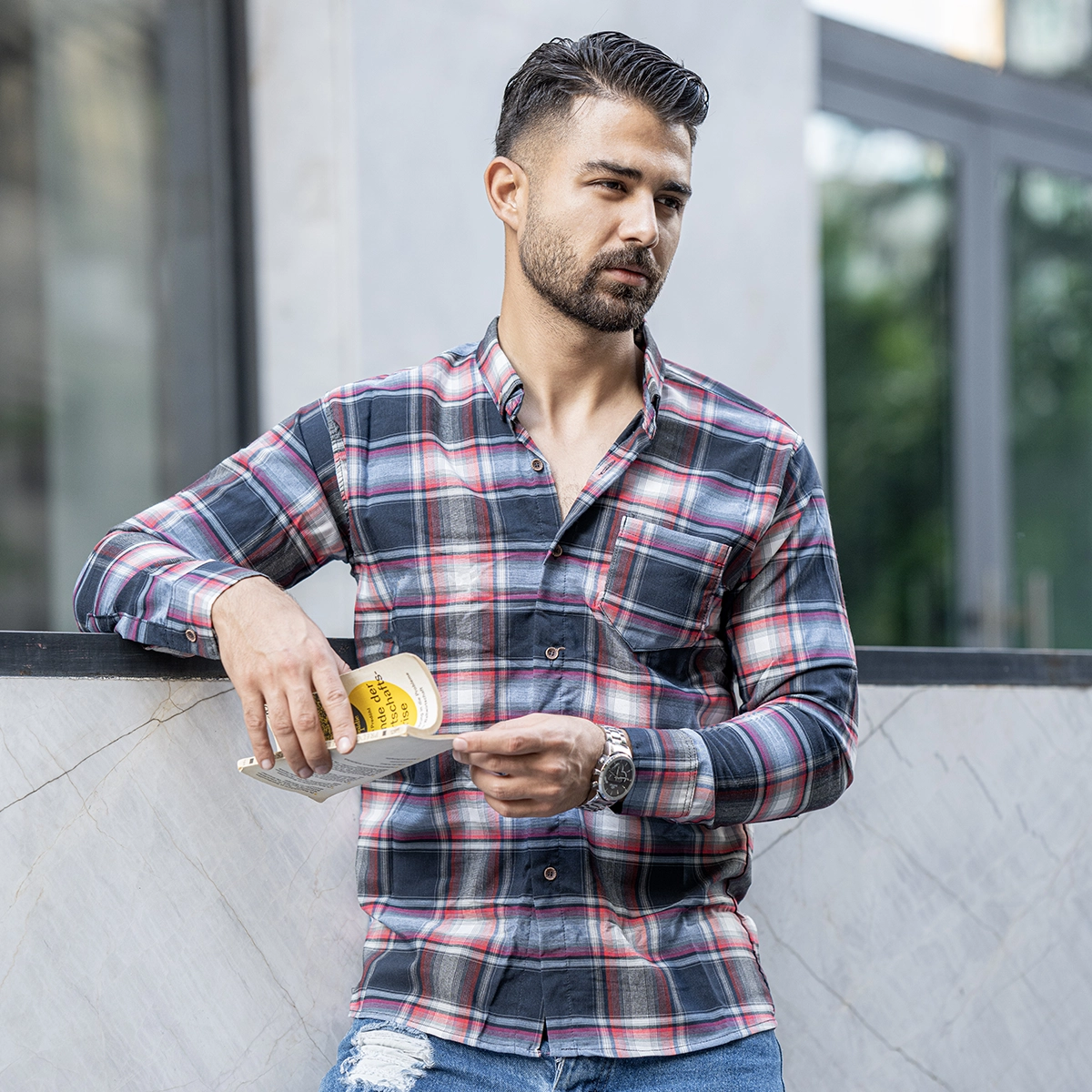 پیراهن مردانه مشکی قرمز مدل ahora