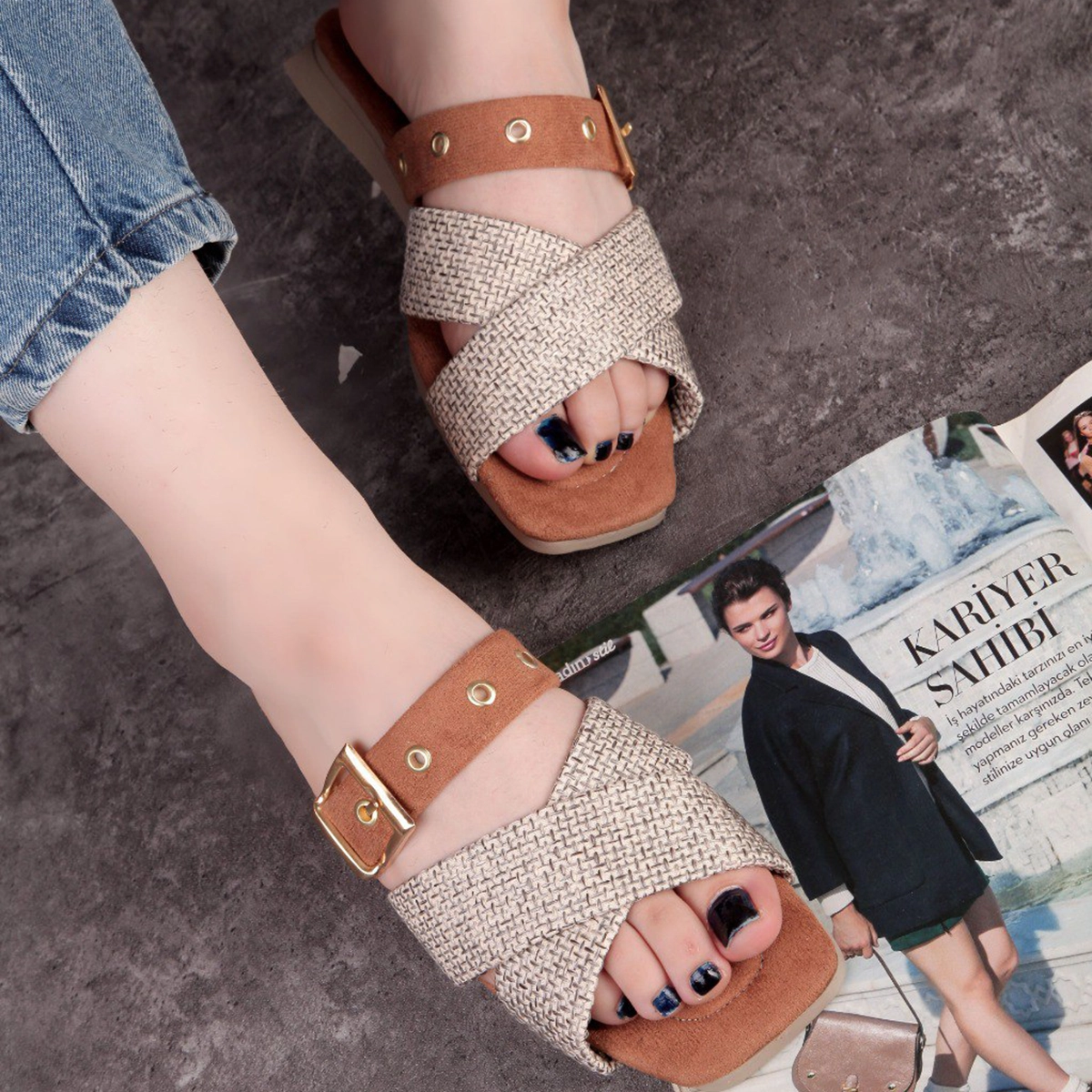 صندل کنفی ضربدری کرم زنانه مدل Dorna