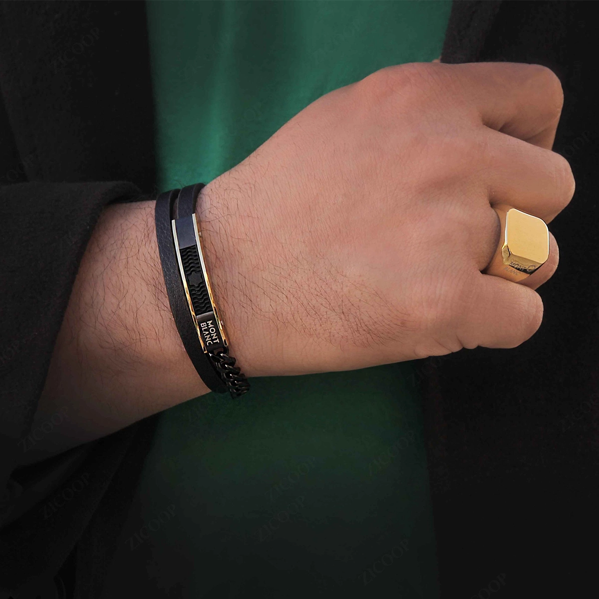 انگشتر مردانه طلایی مدل Mont Blanc