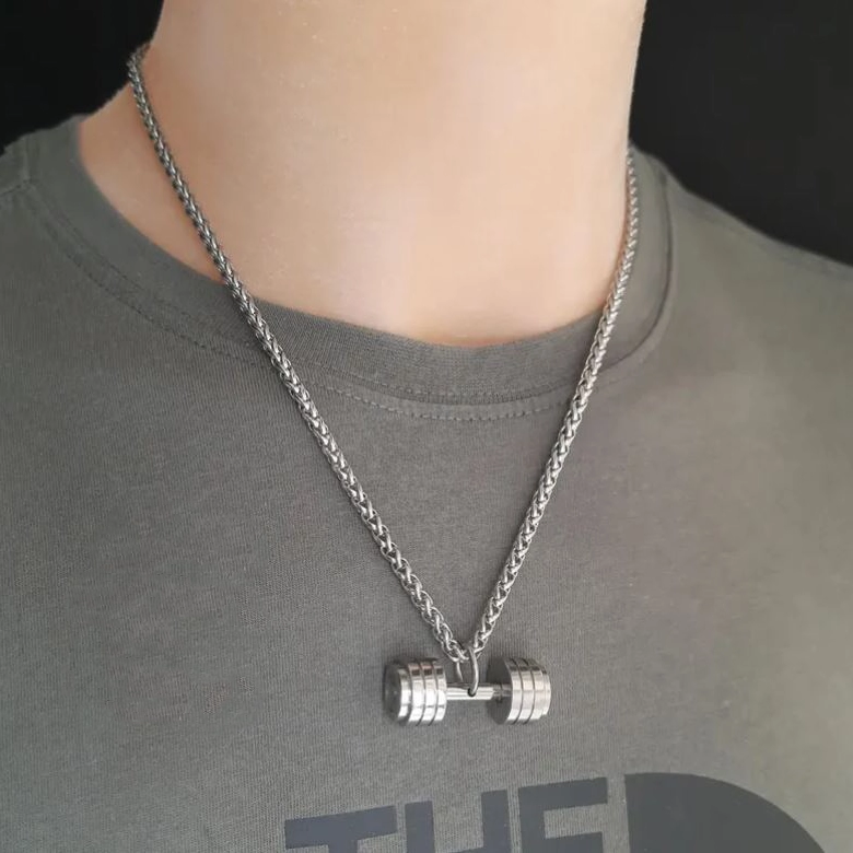 گردنبند مدل دمبل (نقره ای)