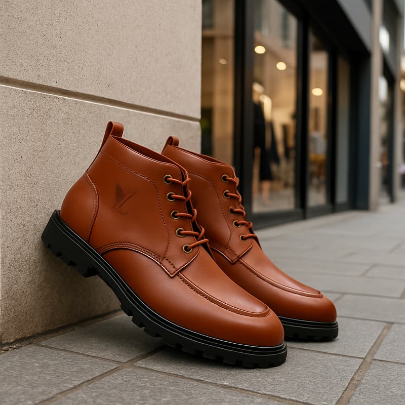 نیم بوت مردانه LV عسلی مدل Roni