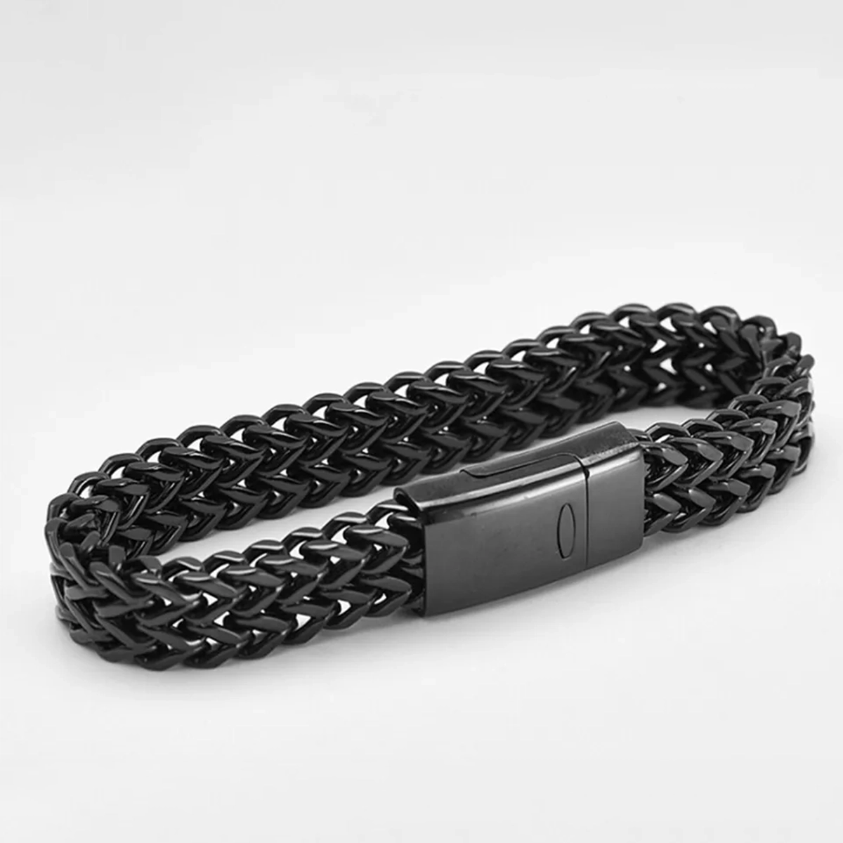 دستبند زنجیری ضخیم مشکی مردانه مدل H23
