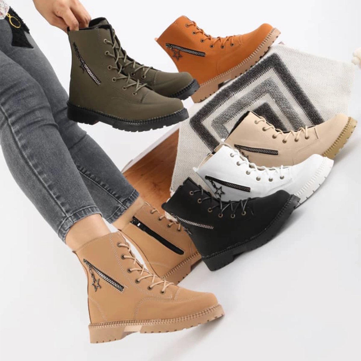 نیم بوت دخترانه کرم مدل shiva