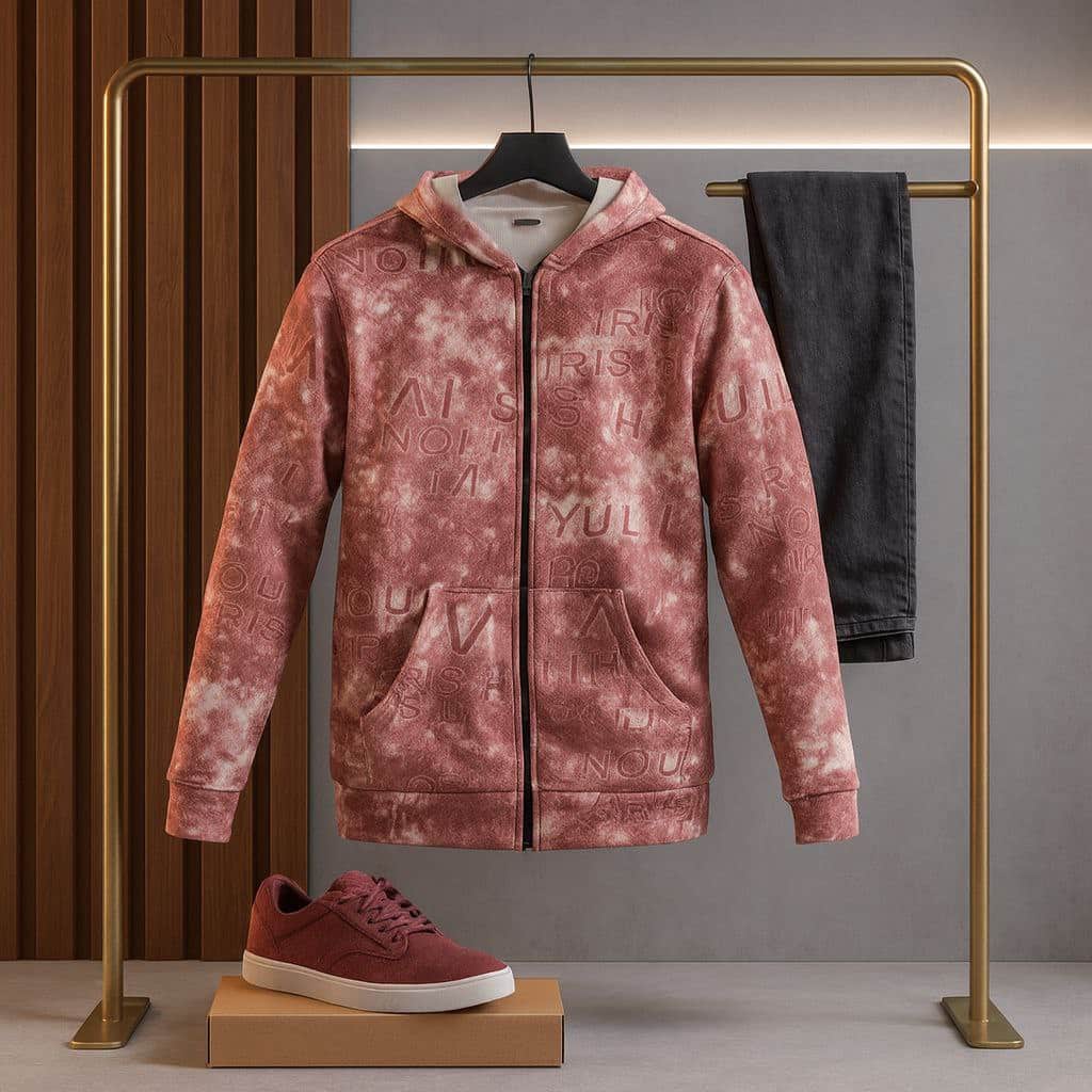 سوییشرت طرحدار مردانه قرمز مدل Roham