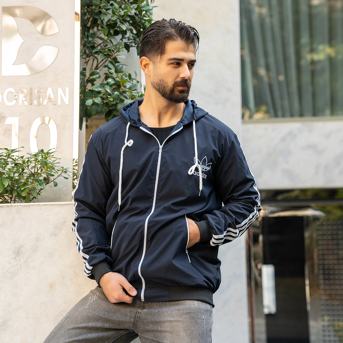 کاپشن بادی مردانه سرمه ای مدل P300