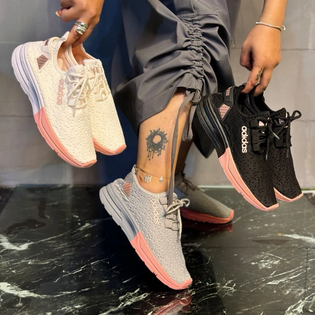 کفش ورزشی زنانه مشکی صورتی مدل Rima