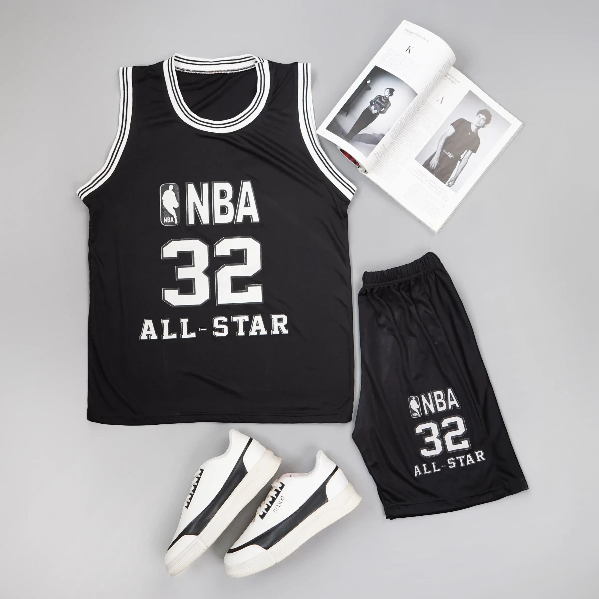 ست رکابی شلوارک مشکی مردانه مدلJordan 23