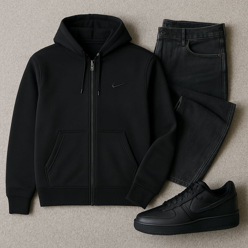 سوئیشرت زیپ دار مردانه بیسیک مشکی-مشکی