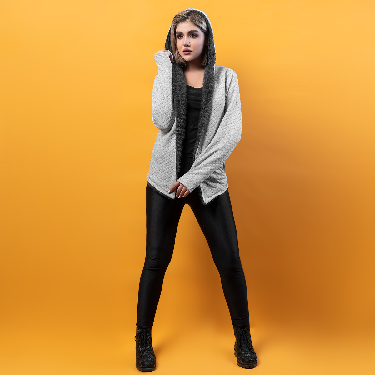 هودی دخترانه طوسی مدل Toran