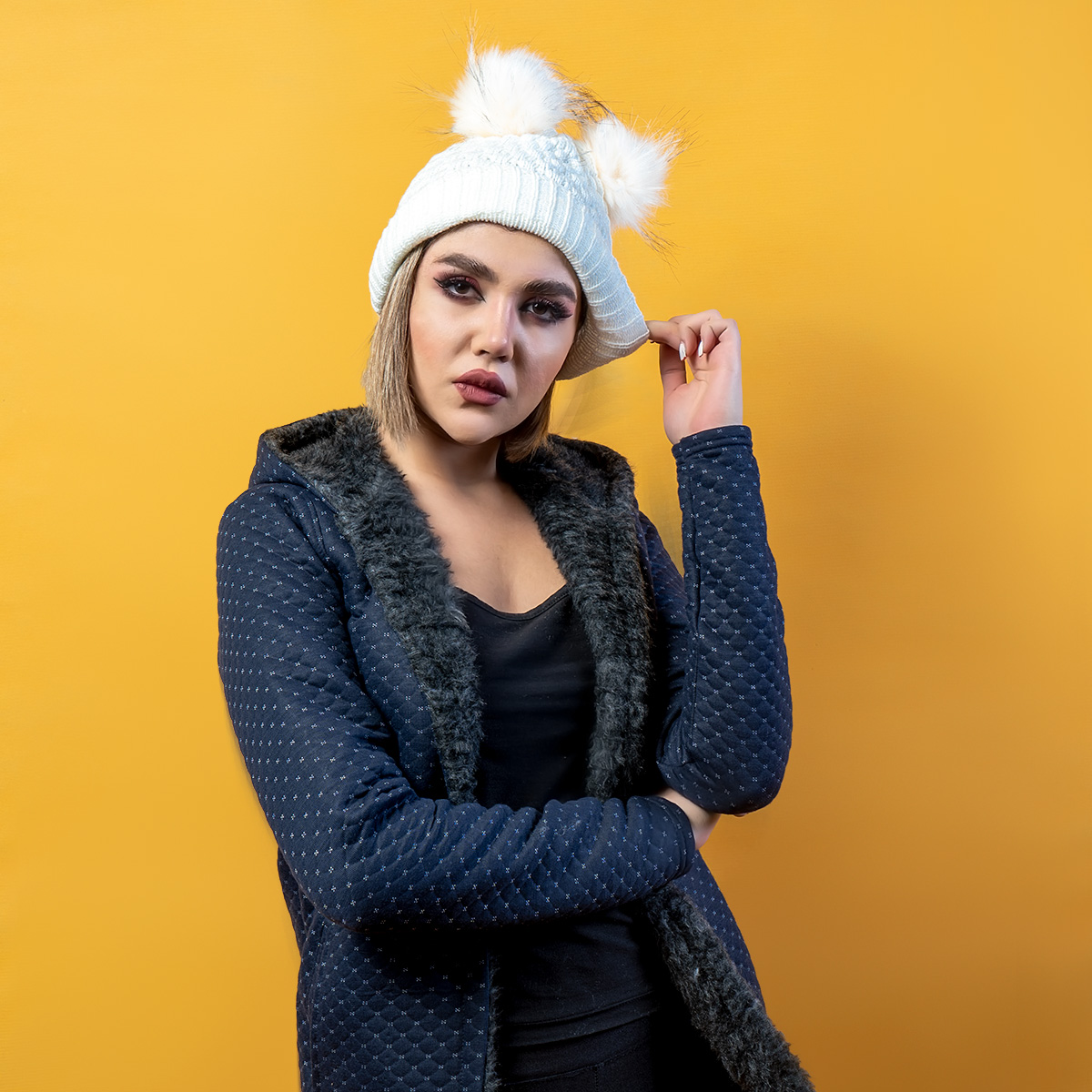 کلاه دخترانه خرگوشی سفید مدل Boshra