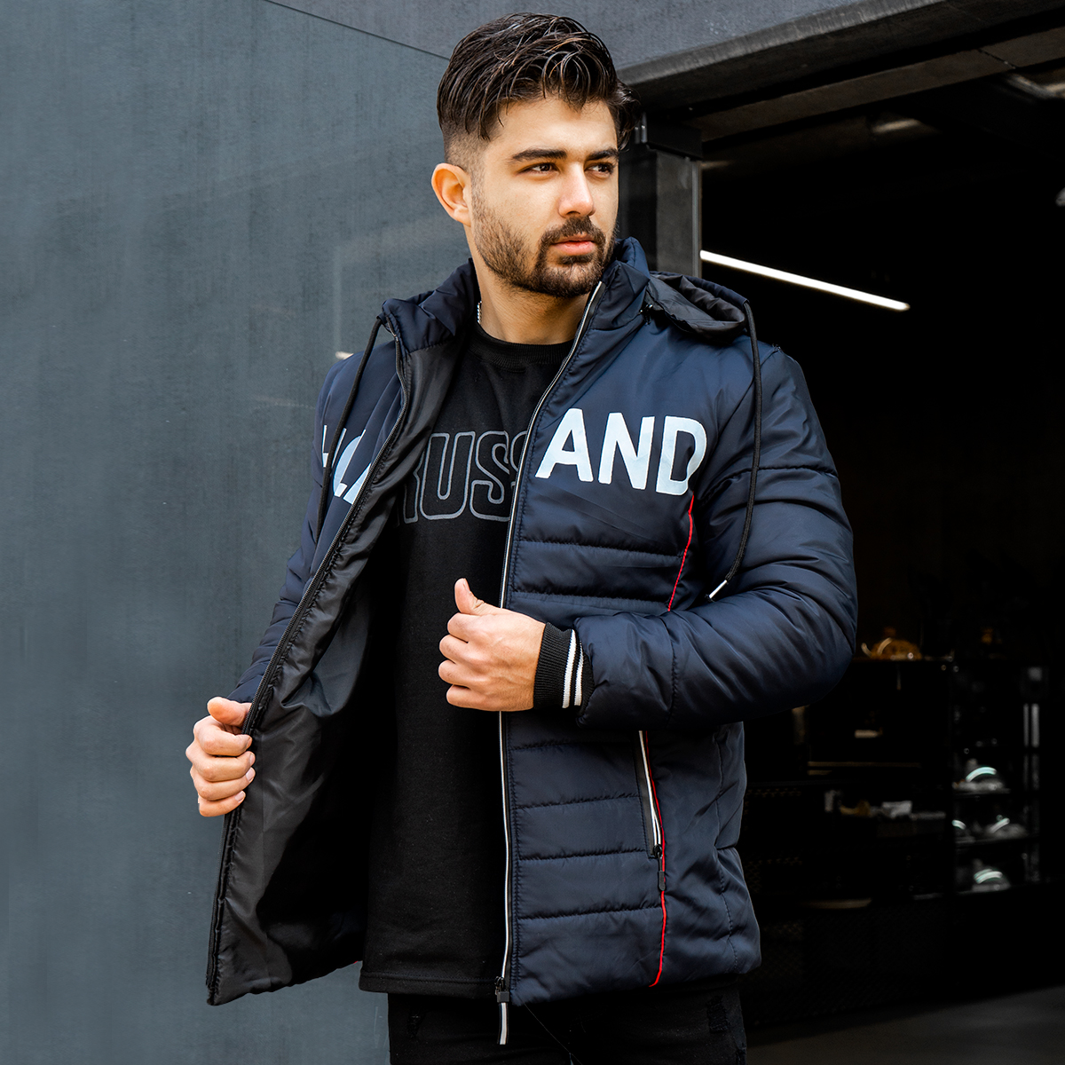 کاپشن مردانه سرمه ای مدلHolland