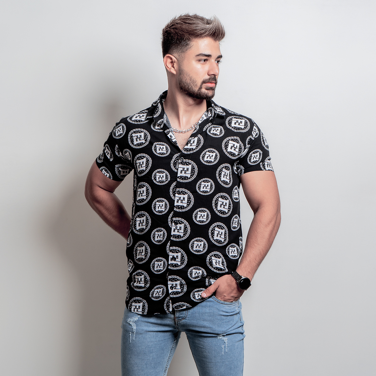 پیراهن هاوایی مردانه مدل Mikara