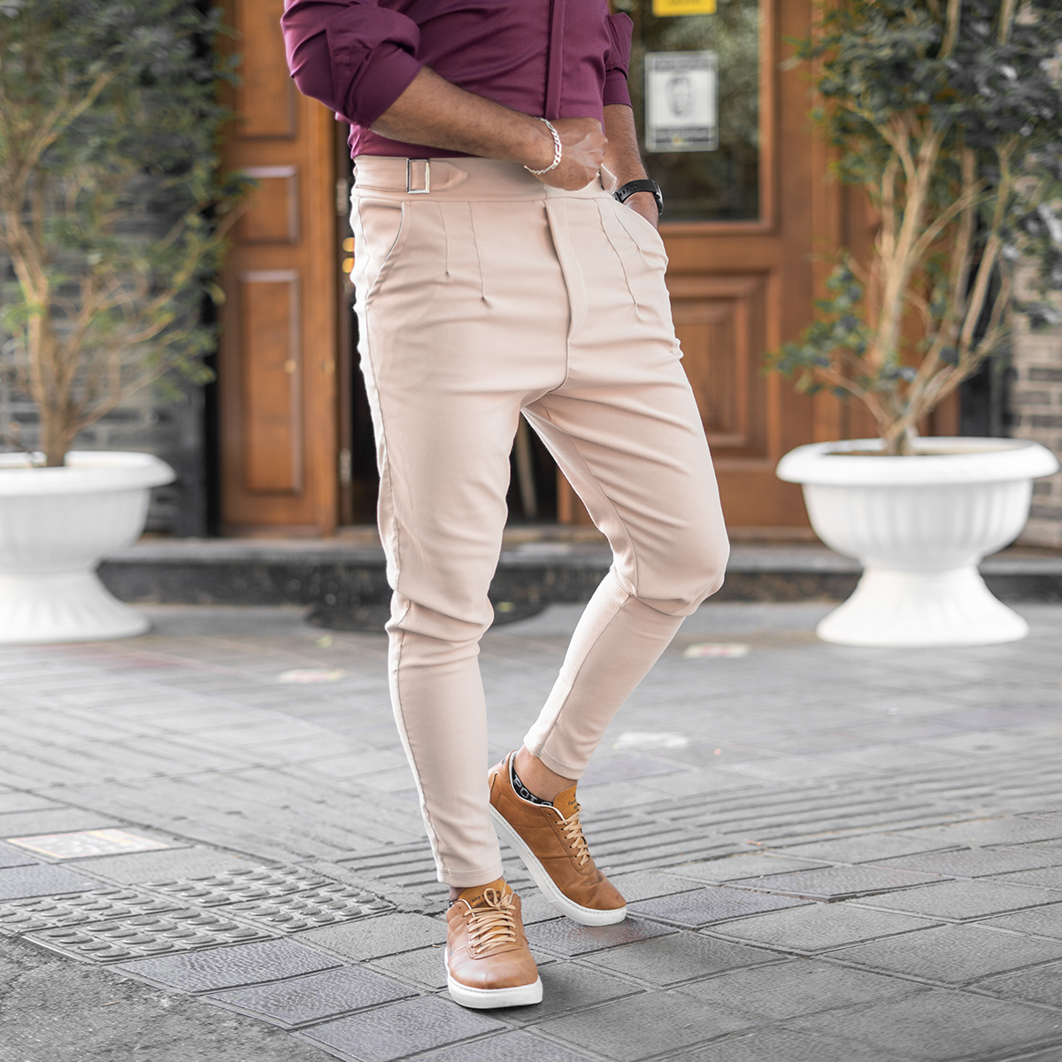 شوار اسلش کرم مردانه مدل Saniyar