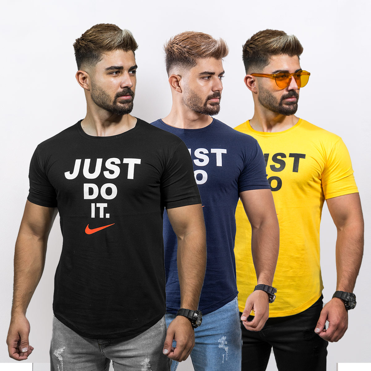تیشرت Just Do It مردانه خردلی مدل Ditro