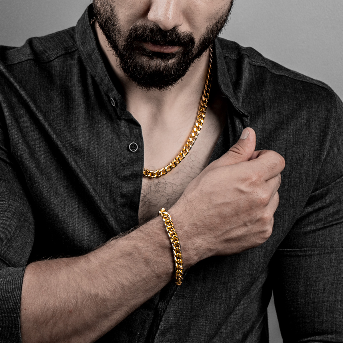 نیم ست Cartier مردانه طلایی مدل Zoris